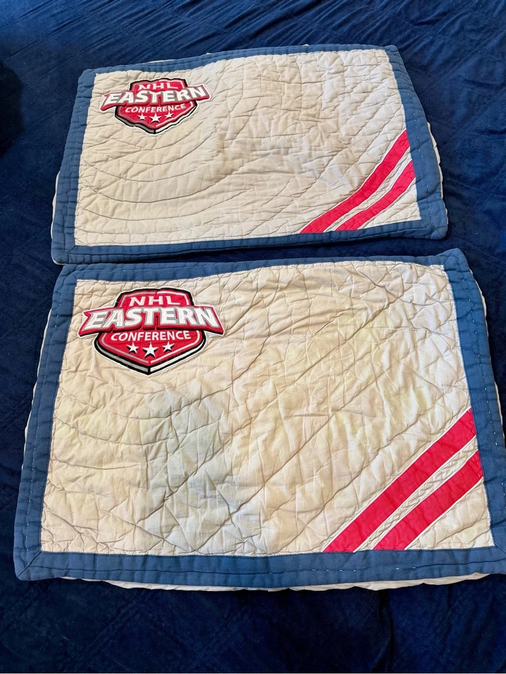 Pottery Barn NHL Patchwork Quilt - Navy, Beige, Red, Yellow, Black and 2 shams